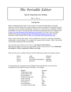 The Portable Editor Tips for Improving Your Writing Cut the Fat