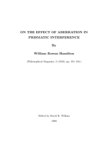 ON THE EFFECT OF ABERRATION IN PRISMATIC INTERFERENCE By William Rowan Hamilton