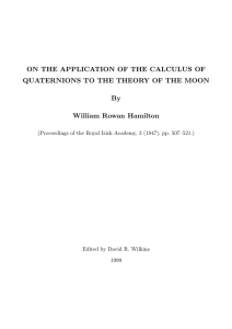 ON THE APPLICATION OF THE CALCULUS OF By William Rowan Hamilton