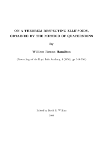 ON A THEOREM RESPECTING ELLIPSOIDS, OBTAINED BY THE METHOD OF QUATERNIONS By