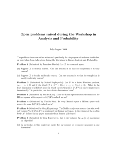 Open problems raised during the Workshop in Analysis and Probability July-August 2009