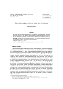 Laha-Lukacs properties of some free processes Wiktor Ejsmont ∗