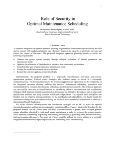 Role of Security in Optimal Maintenance Scheduling