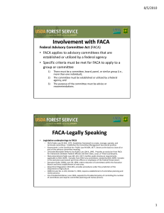Involvement with FACA