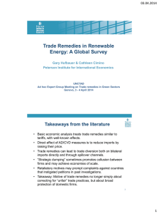 Trade Remedies in Renewable Energy: A Global Survey Takeaways from the literature 03.04.2014