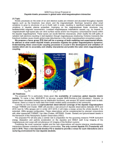 Kinetic processes on the order of ion and electron scales... Dayside kinetic processes in global solar wind-magnetosphere interaction (1) Topic