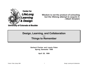 Design, Learning, and Collaboration — Things to Remember
