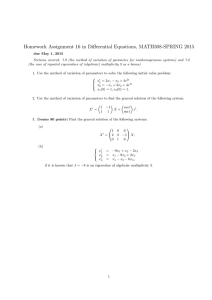 Homework Assignment 16 in Differential Equations, MATH308-SPRING 2015