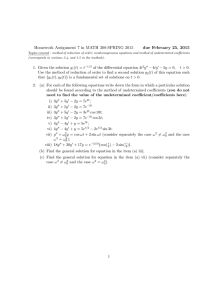 Homework Assignment 7 in MATH 308-SPRING 2015 due February 25, 2015