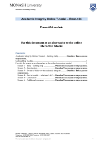– Error-404 Academic Integrity Online Tutorial Error-404 module