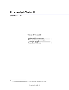 Error Analysis Module II Table of Contents