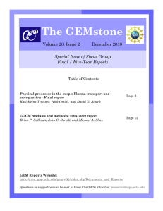 The GEMstone Special Issue of Focus Group Final / Five-Year Reports