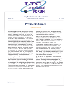 President’s Corner  Long Term Care International Forum Newsletter August 2012