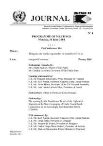 N PROGRAMME OF MEETINGS Monday, 14 June 2004