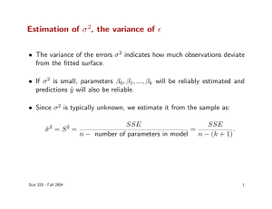 Estimation of σ , the variance of