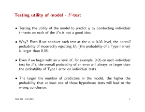 Testing utility of model - F -test