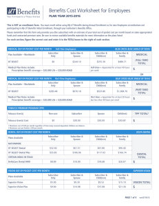 Benefits Cost Worksheet for Employees  PLAN YEAR 2015-2016