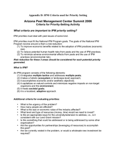 Arizona Pest Management Center Summit 2006 Criteria for Priority-Setting Activity
