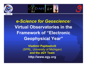 e-Science for Geoscience: Virtual Observatories in the Framework of “Electronic Geophysical Year”