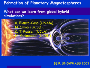 Formation of Planetary Magnetospheres X. Blanco-Cano (UNAM) N. Omidi (UCSD),