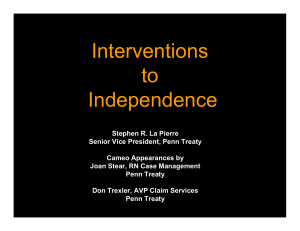 Interventions to Independence