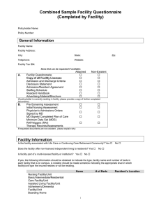 Combined Sample Facility Questionnaire (Completed by Facility) General Information