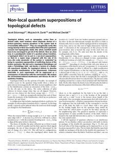Non-local quantum superpositions of topological defects LETTERS *