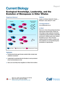 Ecological Knowledge, Leadership, and the Evolution of Menopause in Killer Whales Report