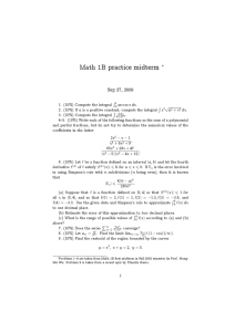 Math 1B practice midterm ∗ Sep 27, 2009