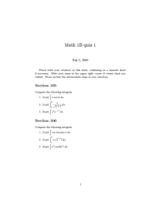 Math 1B quiz 1 Sep 2, 2009