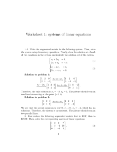 Worksheet 1: systems of linear equations