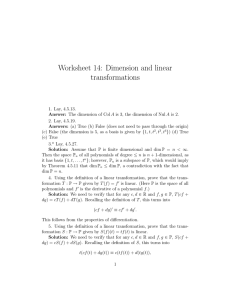 Worksheet 14: Dimension and linear transformations