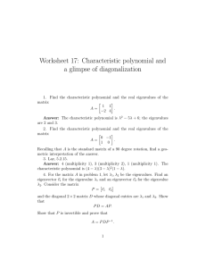 Worksheet 17: Characteristic polynomial and a glimpse of diagonalization