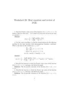 Worksheet 28: Heat equation and review of PDE