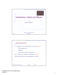 Imperfections, Defects and Diffusion Goals for the Unit Lattice Defects