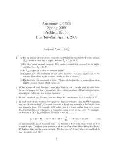 Agronomy 405/505 Spring 2009 Problem Set 10 Due Tuesday, April 7, 2009