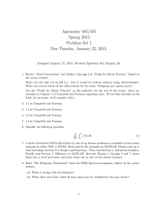 Agronomy 405/505 Spring 2013 Problem Set 1 Due Tuesday, January 22, 2013.