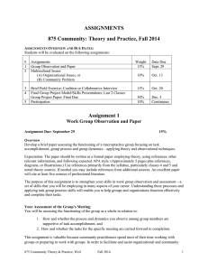 ASSIGNMENTS 875 Community: Theory and Practice, Fall 2014