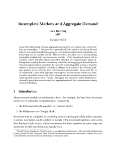 Incomplete Markets and Aggregate Demand ∗ MIT October 2015