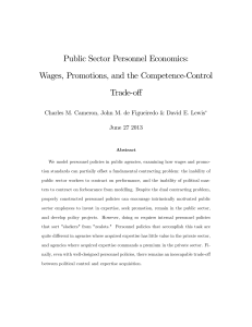 Public Sector Personnel Economics: Wages, Promotions, and the Competence-Control Trade-o¤