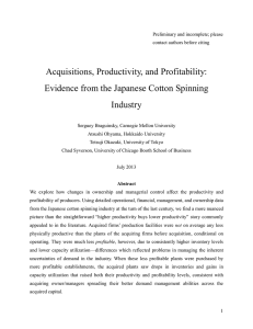 Acquisitions, Productivity, and Profitability: Evidence from the Japanese Cotton Spinning Industry