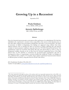 Growing Up in a Recession  Paola Giuliano Antonio Spilimbergo