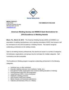 American Welding Society and WEMCO Seek Nominations for