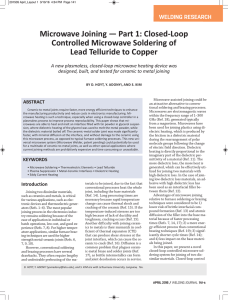 Microwave Joining — Part 1: Closed­Loop Controlled Microwave Soldering of WELDING RESEARCH