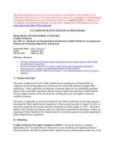 Disclosure of Financial Interests Related to Public Health Service