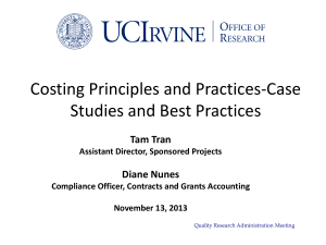 Costing Principles and Practices-Case Studies and Best Practices Tam Tran Diane Nunes