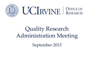 Quality Research Administration Meeting September 2013