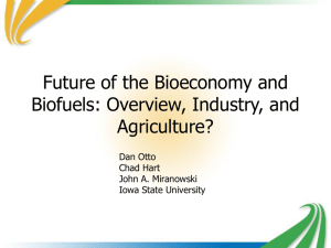Future of the Bioeconomy and Biofuels: Overview, Industry, and Agriculture? Dan Otto