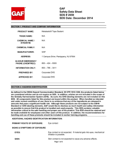 GAF Safety Data Sheet SDS # 2059 SDS Date: December 2014