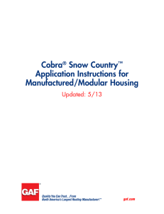 Cobra Snow Country Application Instructions for Manufactured/Modular Housing
